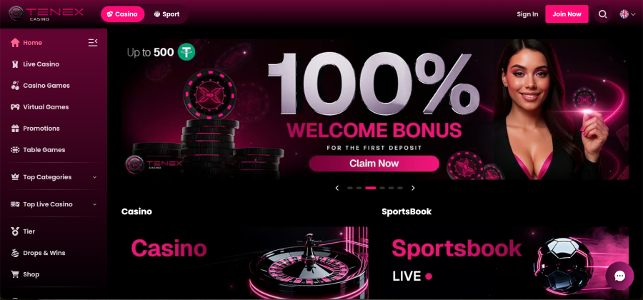 Tenex casino review - games, bonuses and fast EUR & crypto withdrawals